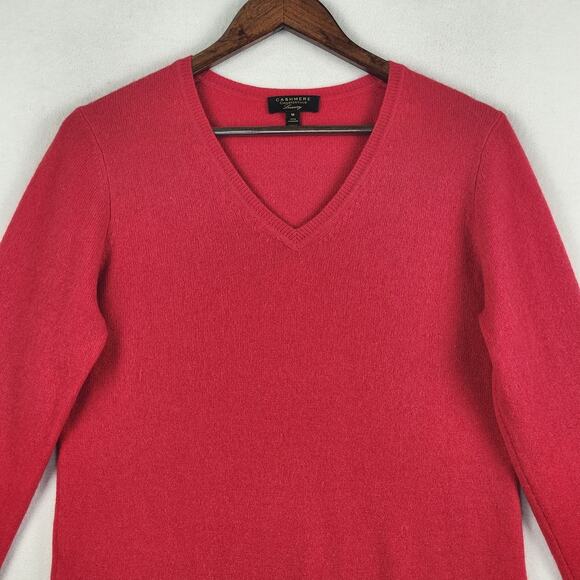 Cashmere by Charter Club Women's Red L/Slv V-Neck  Pullover Sweater - M EUC - Picture 4 of 13